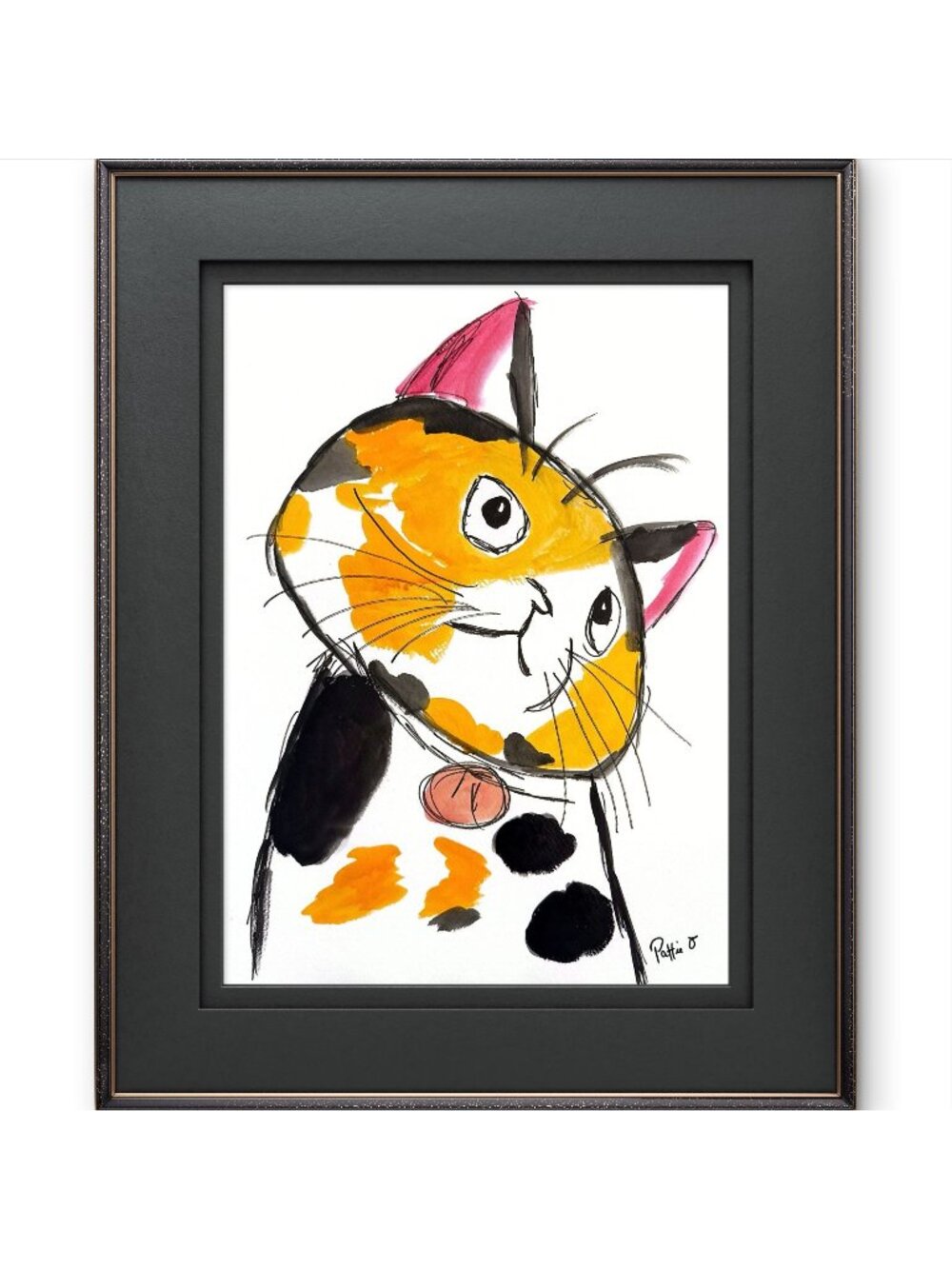 Cat Wall Art Original Watercolor Painting 11x15 Gallery Paper Whimsical Cat Art